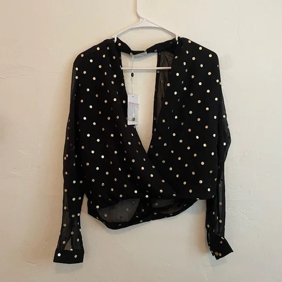 Lovers + Friends Whisper Top in Gold Dot - Picture 7 of 9
